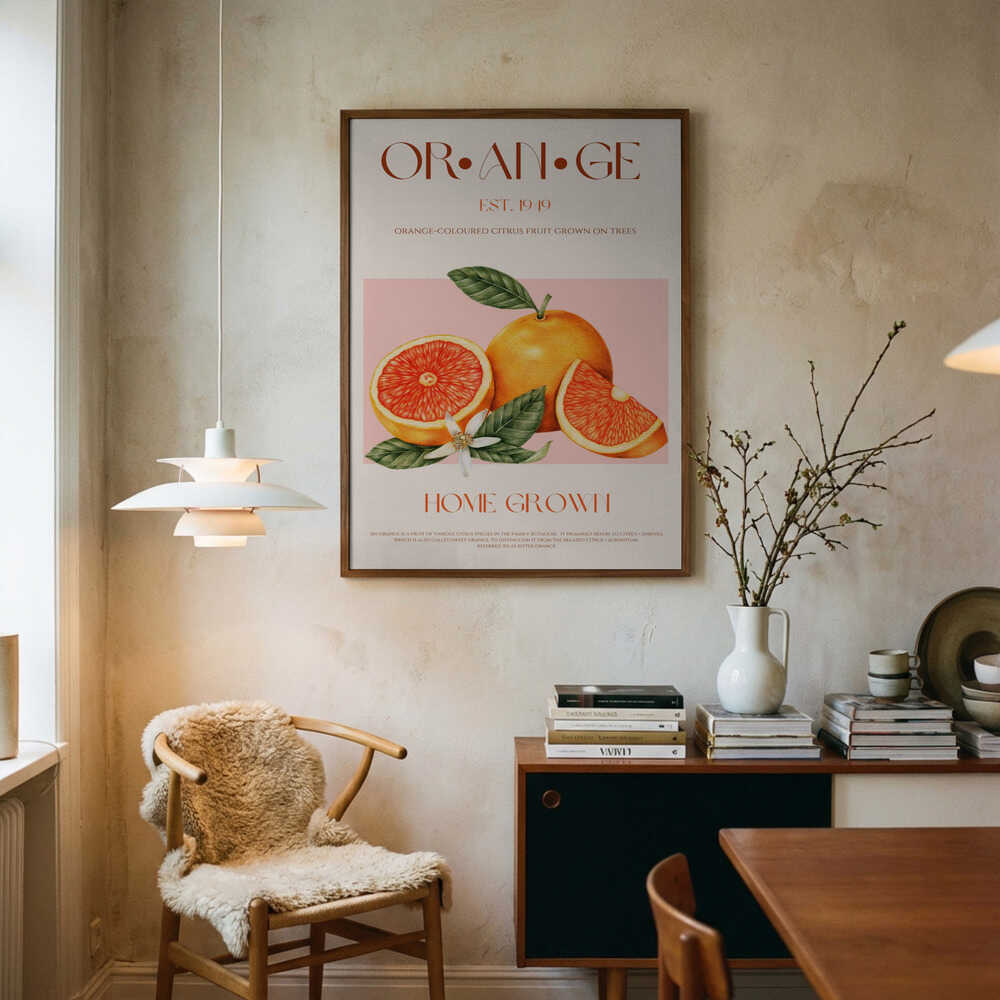 Fresh Orange Botanical Art Print UK — Botanical Vibrant Wall Art — Kitchen — Wall It All Prints