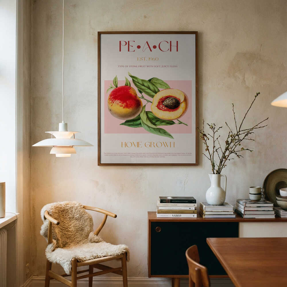 Vintage Peach Botanical Art Print UK — Botanical Fresh Wall Art — Kitchen — Wall It All Prints