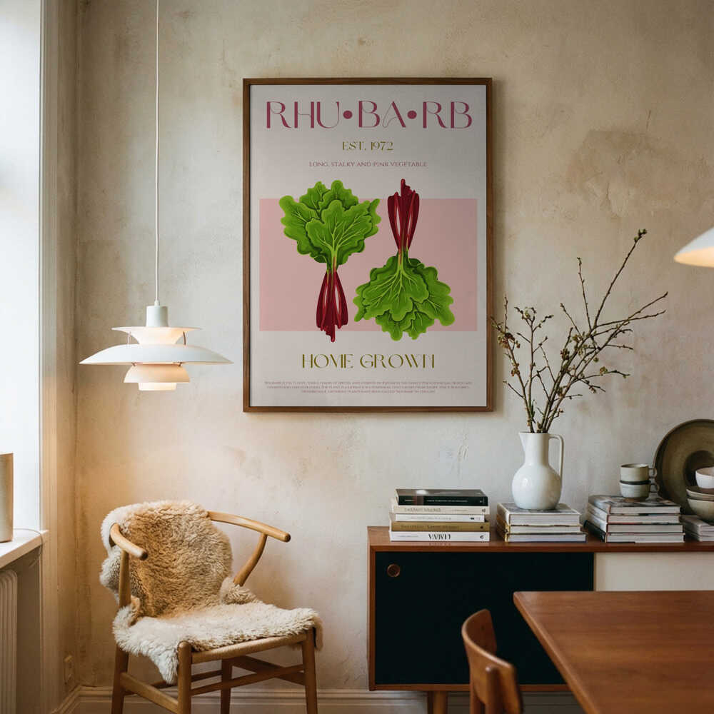 Rhubarb Home Grown Art Print UK — Botanical Fresh Wall Art — Kitchen — Wall It All Prints