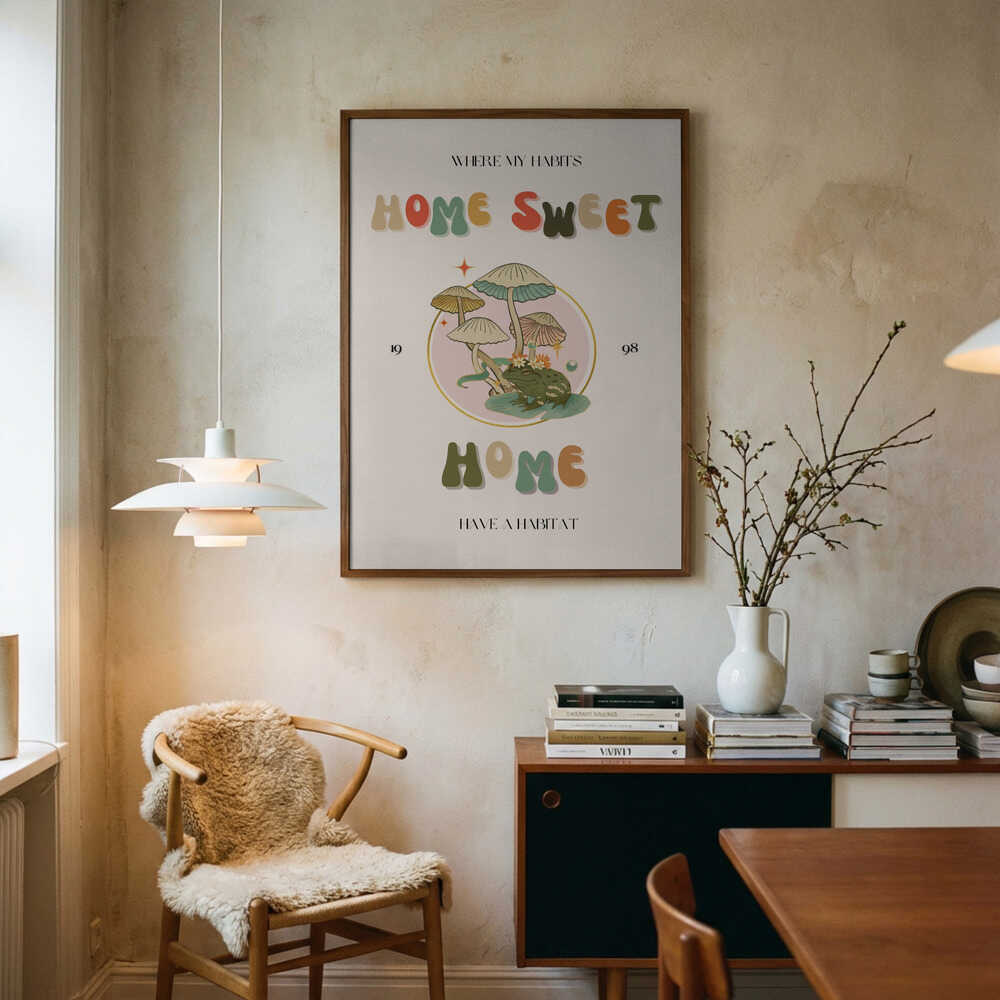 Sweet Home Mushroom Frog Art Print UK — Botanical Warm Wall Art — Living Room — Wall It All Prints