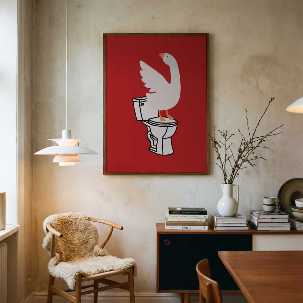 Silly Goose Toilet Art Print UK — Animal Vibrant Wall Art — Bathroom — Wall It All Prints
