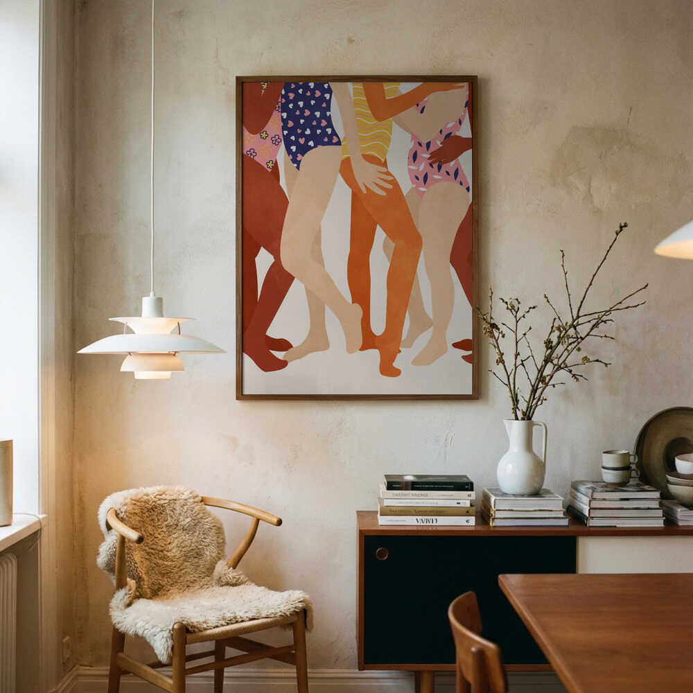 Diverse Women Swimsuits Art Print UK — Landscape Vibrant Wall Art — Living Room — Wall It All Prints