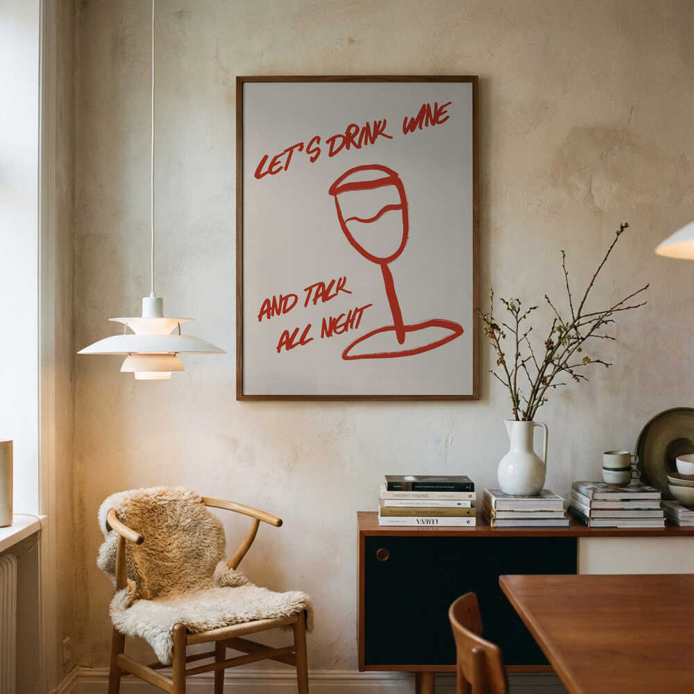 Wine &amp; Words Unwind Art Print UK — Abstract Minimal Wall Art — Kitchen — Wall It All Prints