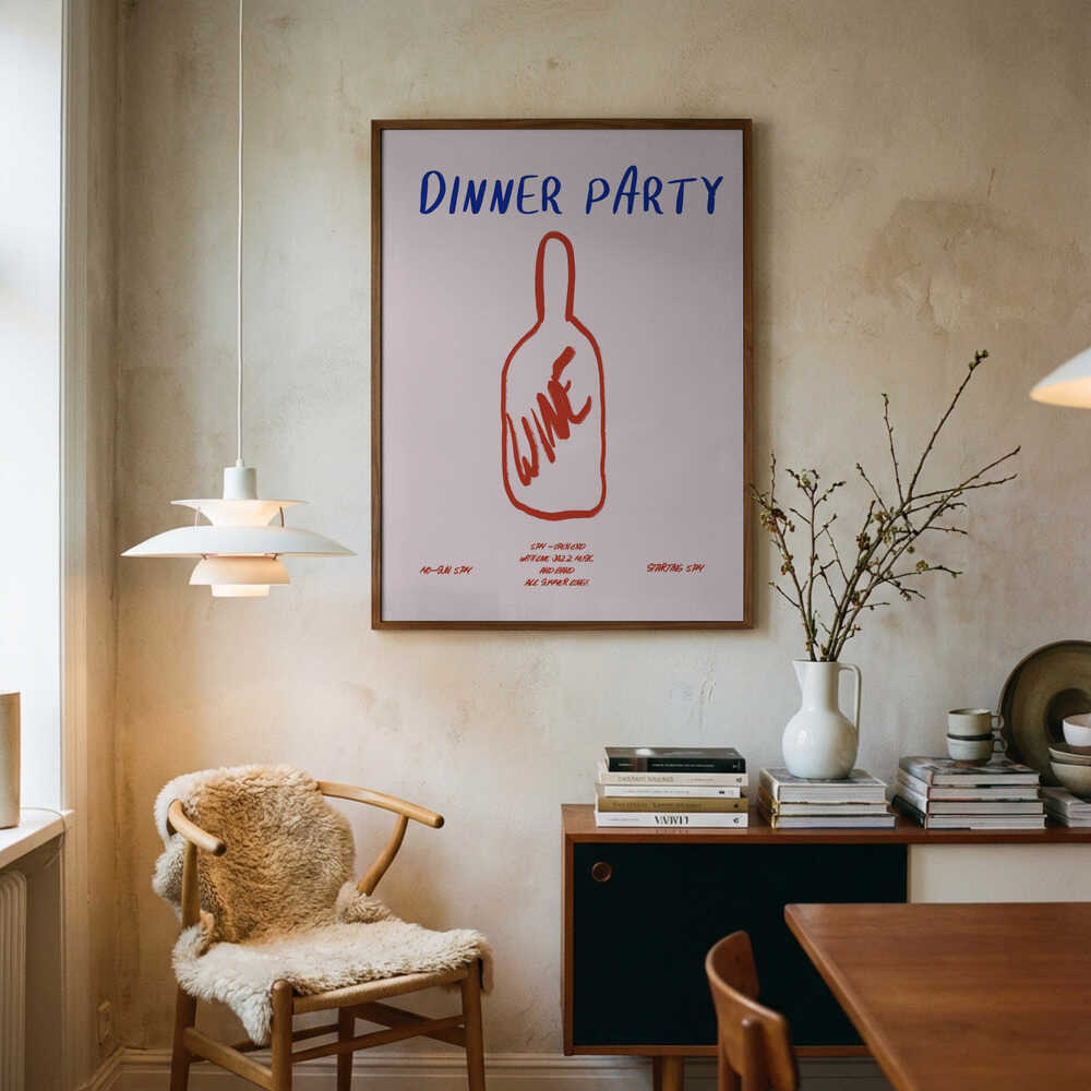 Sip &amp; Savor Celebration Art Print UK — Abstract Minimal Wall Art — Kitchen — Wall It All Prints