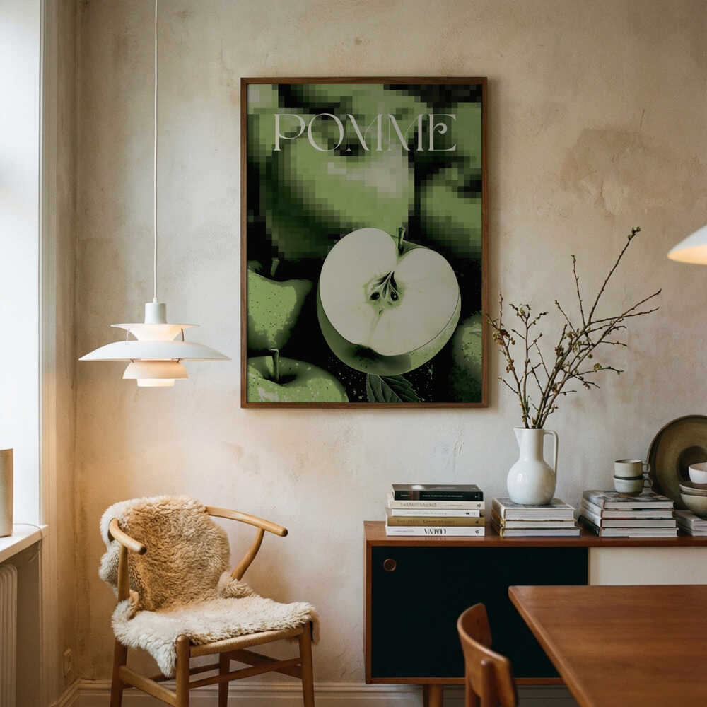 Pixel Apple Still Life Art Print UK — Abstract Vibrant Wall Art — Kitchen — Wall It All Prints