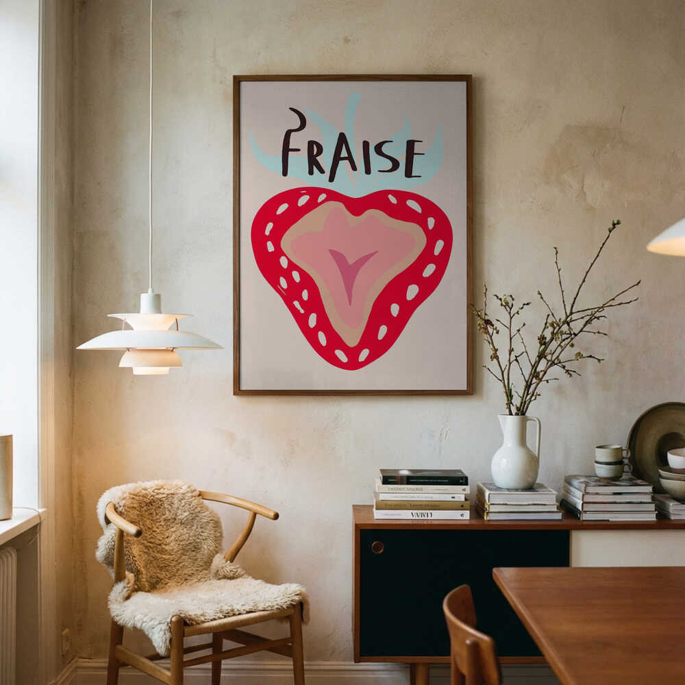 Sweet Strawberry Fraise Art Print UK — Abstract Vibrant Wall Art — Kitchen — Wall It All Prints
