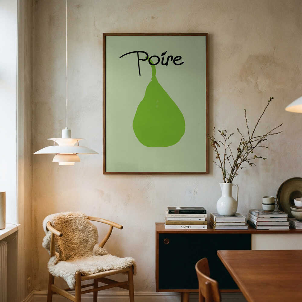 Minimalist Green Pear Art Print UK — Botanical Minimal Wall Art — Kitchen — Wall It All Prints