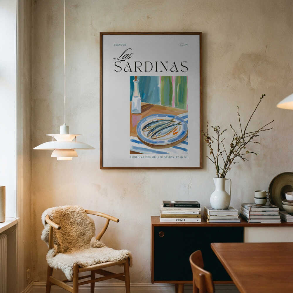 Mediterranean Sardine Dish Art Print UK — Food Vibrant Wall Art — Kitchen — Wall It All Prints