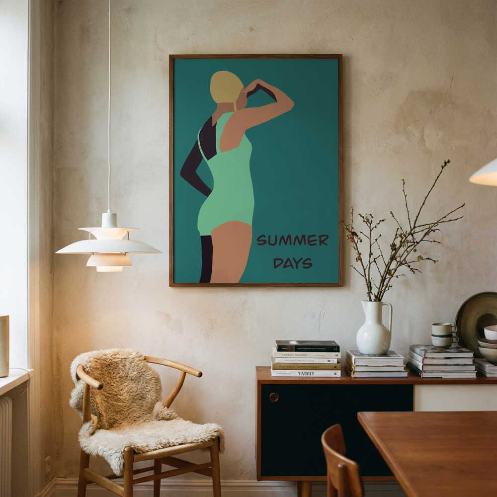 Summer Days Swimmer Art Print UK — Abstract Calm Wall Art — Office — Wall It All Prints