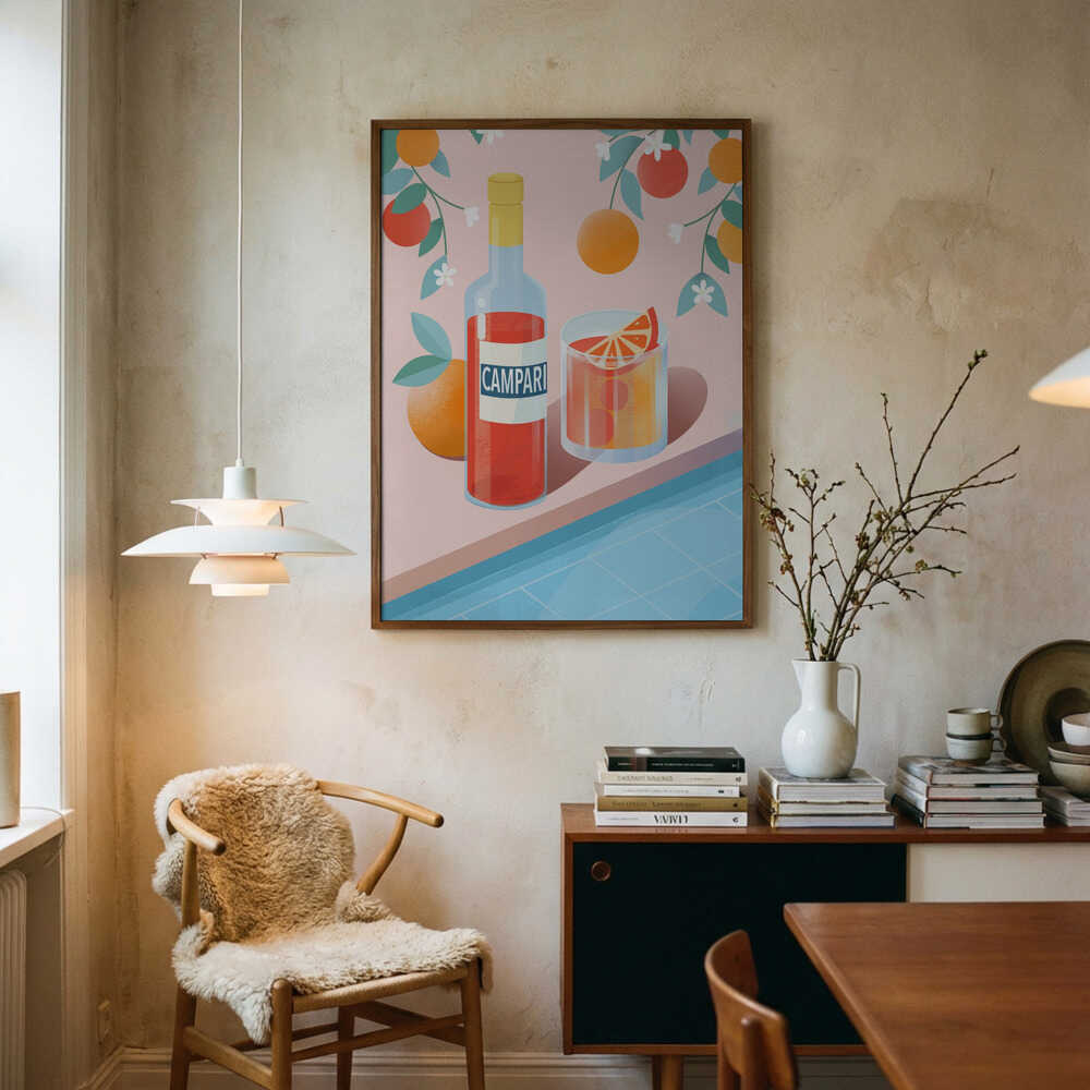 Negroni Cocktail Art Print UK — Botanical Vibrant Wall Art — Kitchen — Wall It All Prints
