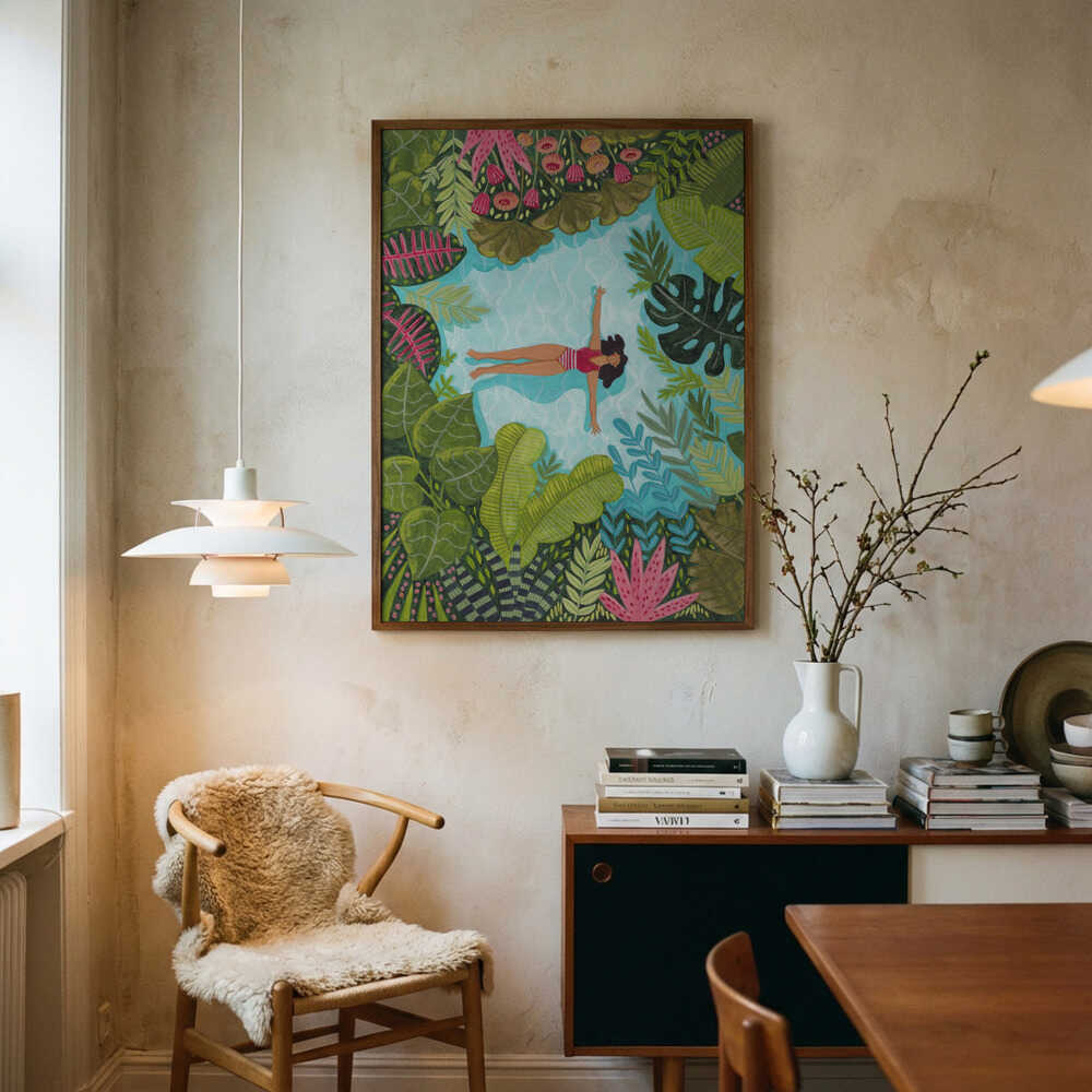 Floating in Tropical Sea Art Print UK — Botanical Calm Wall Art — Bedroom — Wall It All Prints