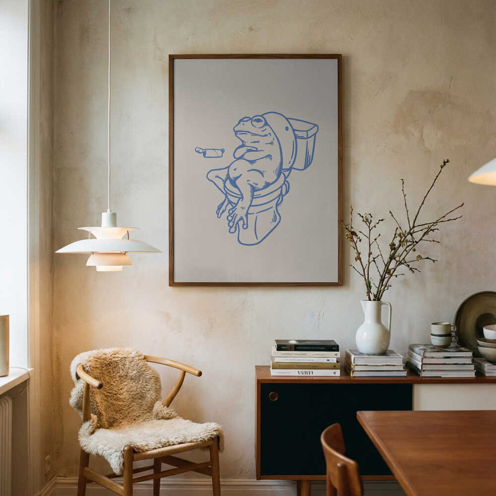 Funny Frog On Toilet Art Print UK — Animal Vibrant Wall Art — Bathroom — Wall It All Prints