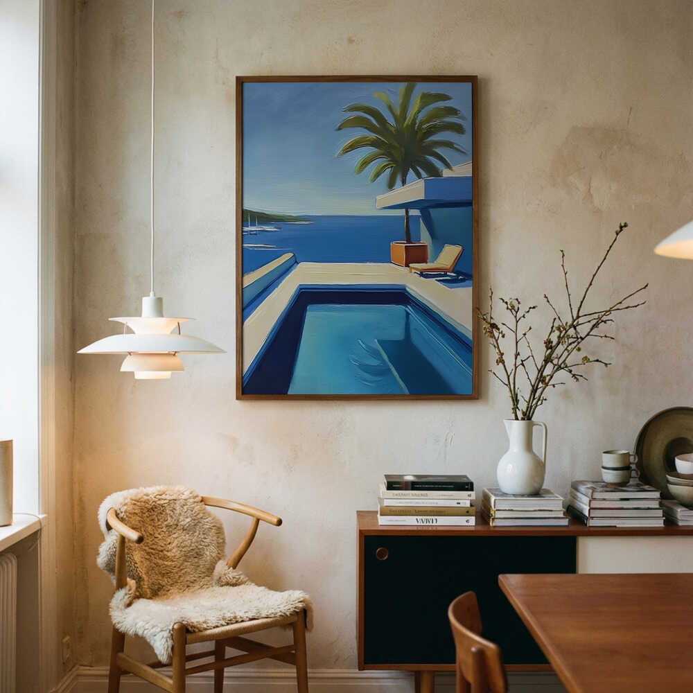 Sunny Coastal Poolside Art Print UK — Landscape Calm Wall Art — Living Room — Wall It All Prints