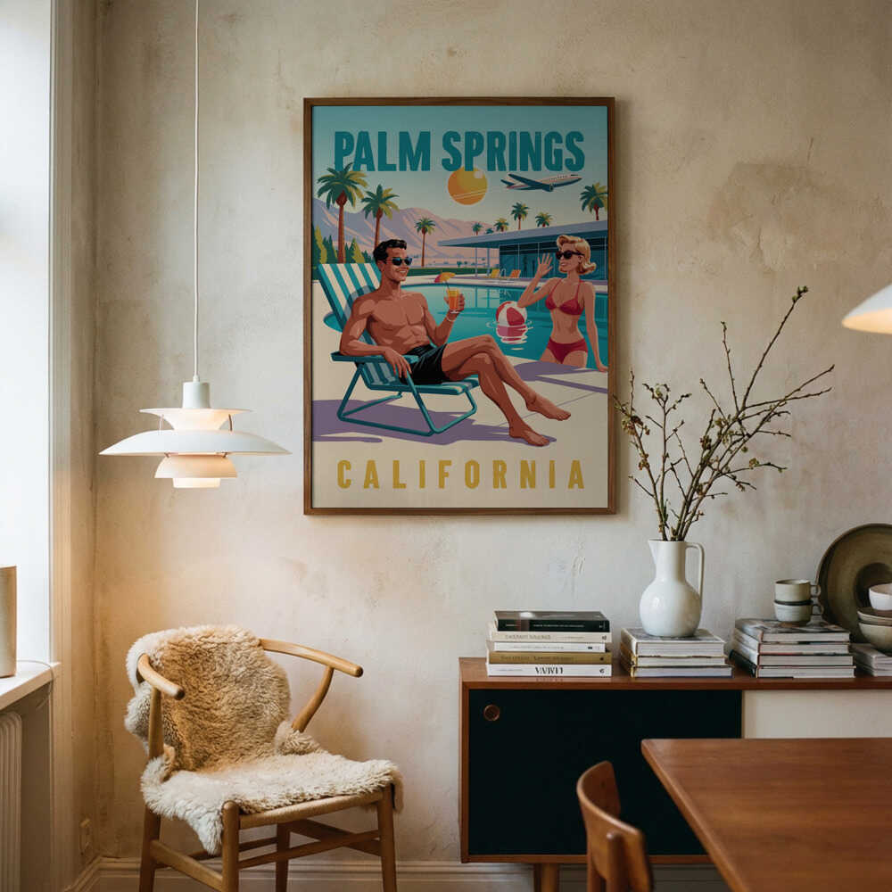 Palm Springs Poolside Glamour Art Print UK — Landscape Minimal Wall Art — Living Room — Wall It All Prints