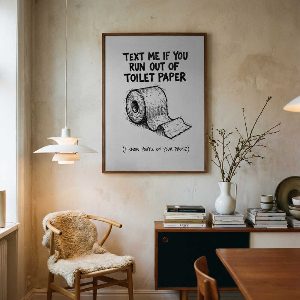 Text Me Toilet Paper Art Print UK — Japanese Dark Wall Art — Bathroom — Wall It All Prints