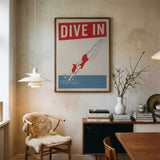 Retro Pool Diver Art Print UK — Abstract Fresh Wall Art — Living Room — Wall It All Prints
