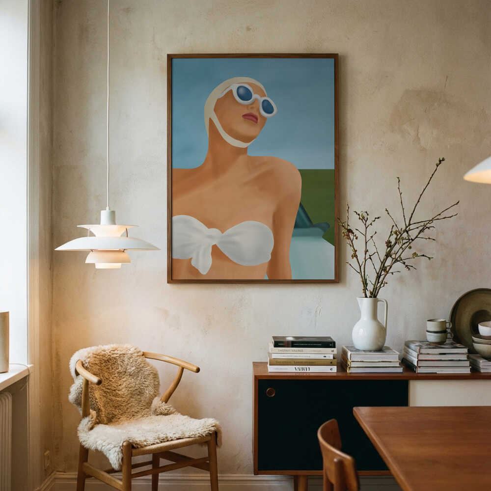 Retro Summer Swimmer Art Print UK — Portrait Minimal Wall Art — Living Room — Wall It All Prints