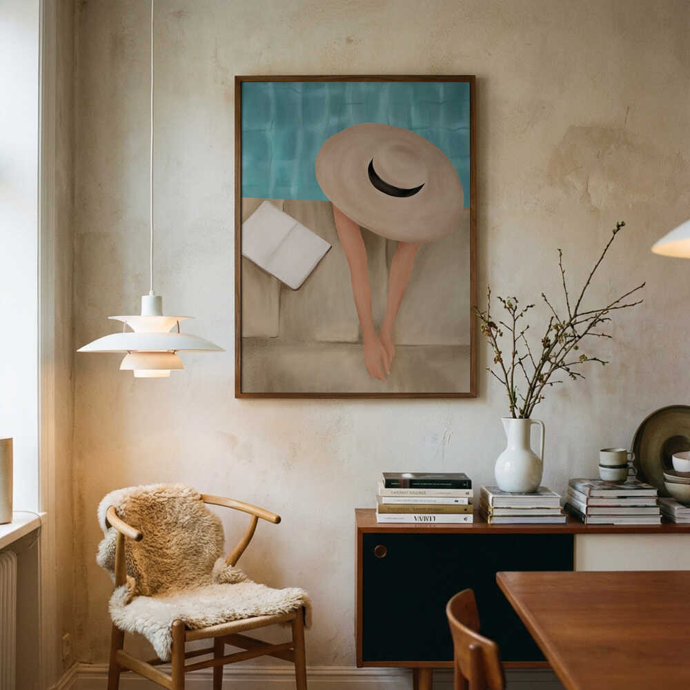Summer Poolside Relax Art Print UK — Portrait Vibrant Wall Art — Living Room — Wall It All Prints