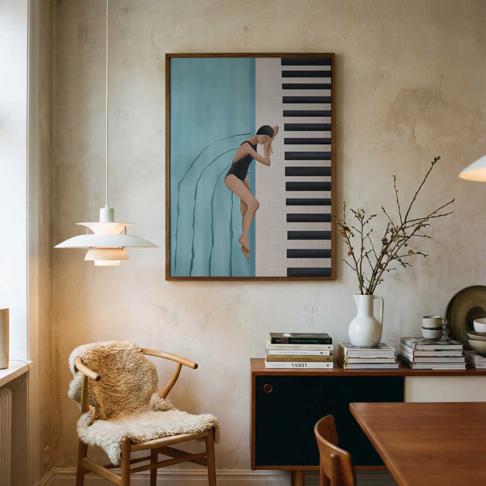 Swimmer's Piano Dream Art Print UK — Abstract Calm Wall Art — Bedroom — Wall It All Prints