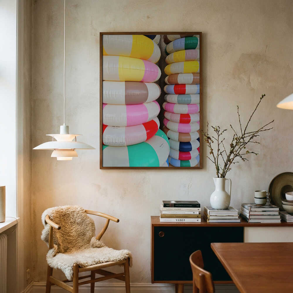 Colorful Stacked Pool Rings Art Print UK — Abstract Vibrant Wall Art — Living Room — Wall It All Prints