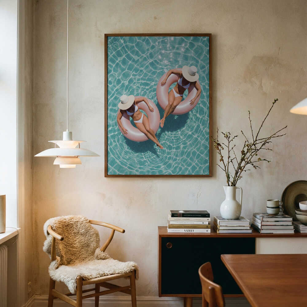 Relaxing Summer Pool Day Art Print UK — Animal Calm Wall Art — Bedroom — Wall It All Prints