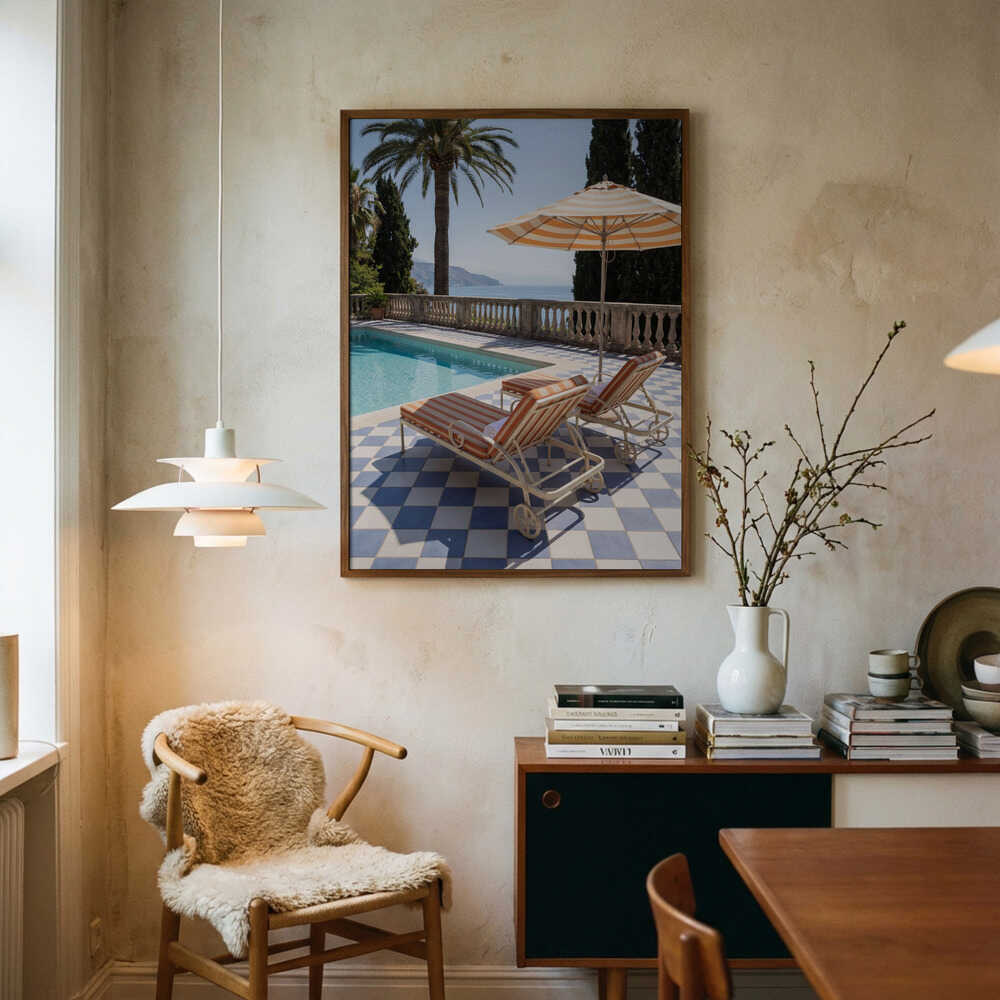 Poolside Ocean View Art Print UK — Landscape Elegant Wall Art — Living Room — Wall It All Prints