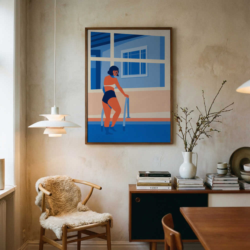 Woman In Pool Art Print UK — Abstract Minimal Wall Art — Living Room — Wall It All Prints