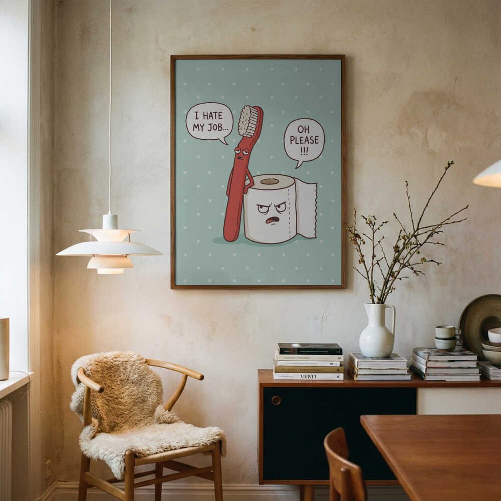 Grumpy Bathroom Talk Art Print UK — Portrait Vibrant Wall Art — Bathroom — Wall It All Prints
