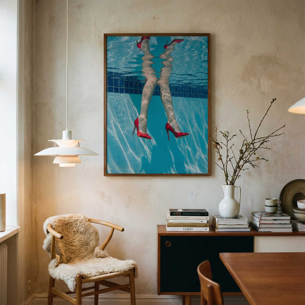 Red Heels Underwater Art Print UK — Celestial Vibrant Wall Art — Living Room — Wall It All Prints