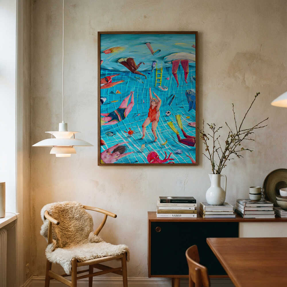 Surreal Pool Fun Art Print UK — Abstract Vibrant Wall Art — Living Room — Wall It All Prints