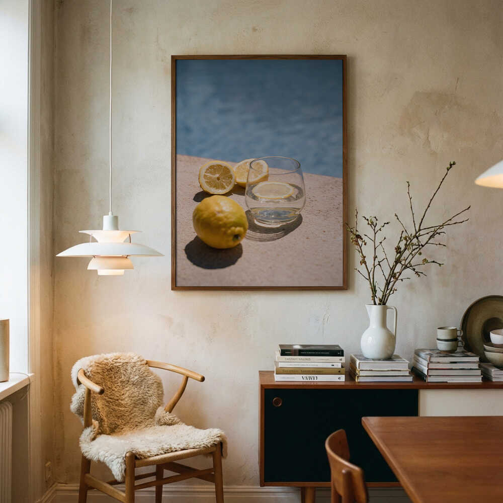 Refreshing Lemon Water Art Print UK — Dark Moody Vibrant Wall Art — Kitchen — Wall It All Prints