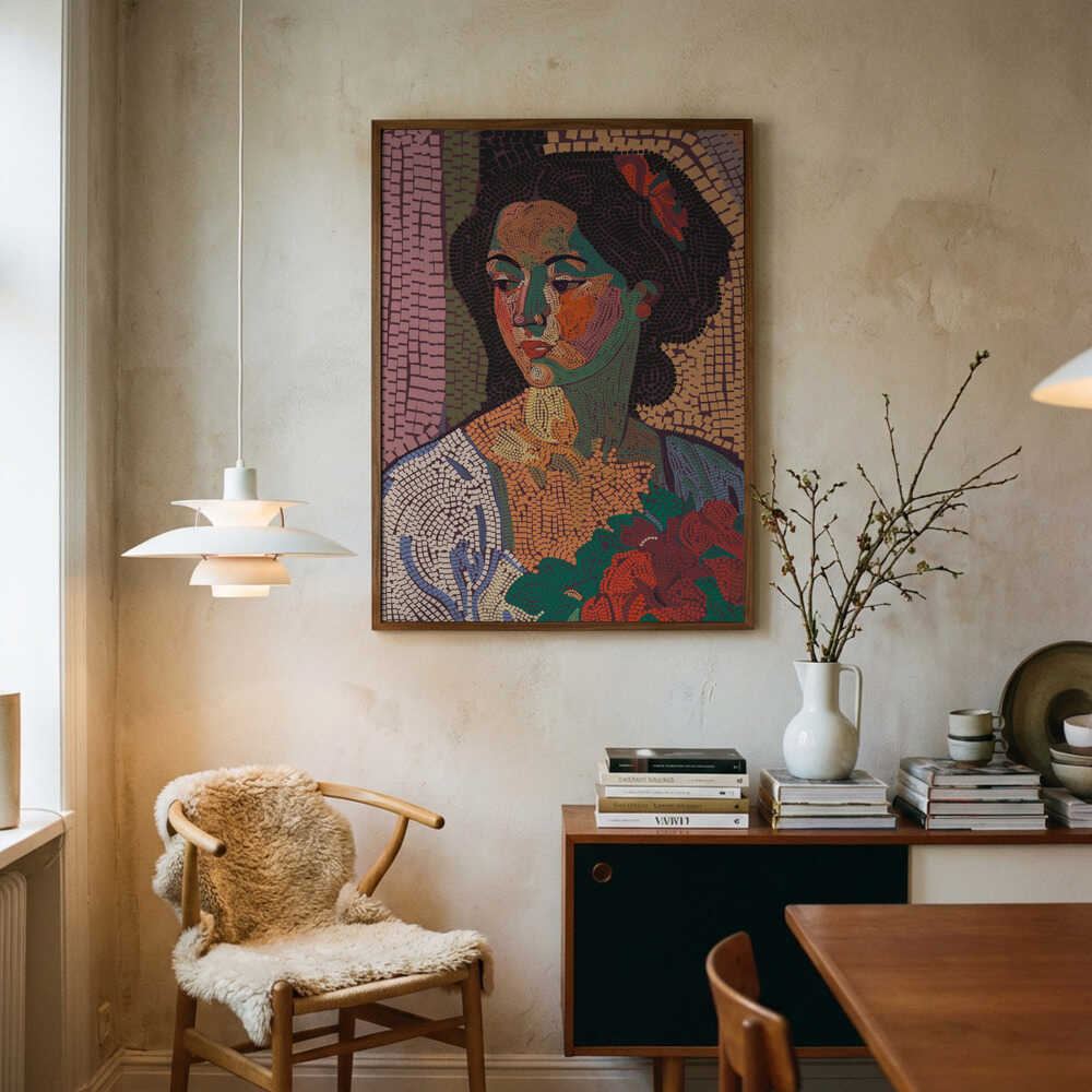 Vibrant Mosaic Portrait Art Print UK — Botanical Vibrant Wall Art — Living Room — Wall It All Prints