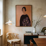 Elegant Woman Dark Floral Art Print UK — Botanical Calm Wall Art — Living Room — Wall It All Prints
