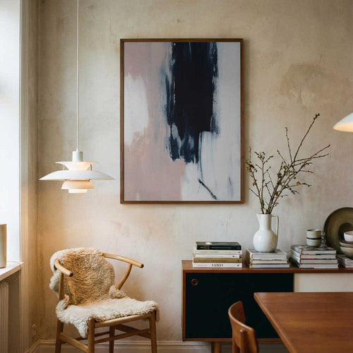Abstract Navy Blush Strokes Art Print UK — Abstract Calm Wall Art — Bedroom — Wall It All Prints
