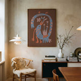 Whimsical Folk Bird Art Print UK — Botanical Warm Wall Art — Living Room — Wall It All Prints