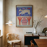 Playful Llama Folk Art Art Print UK — Botanical Vibrant Wall Art — Living Room — Wall It All Prints