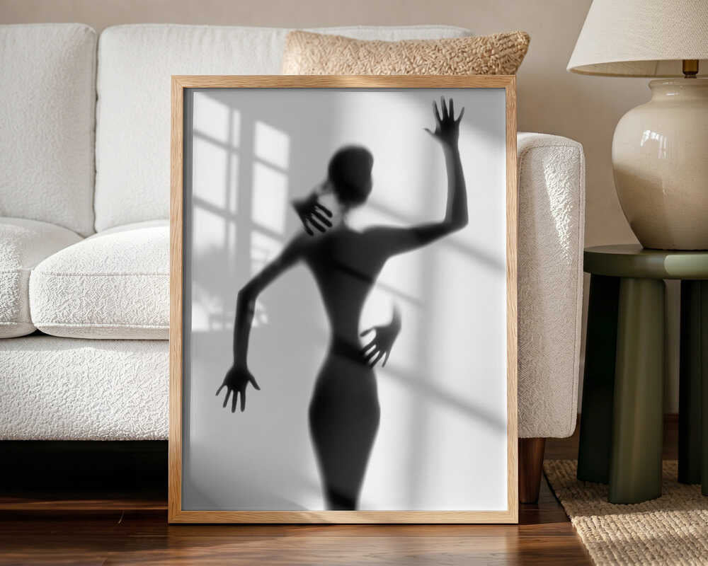 Silhouetted Woman Embrace Art Print UK — Abstract Dark Wall Art — Living Room — Wall It All Prints