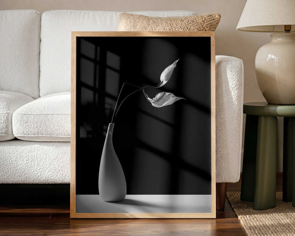 Graceful Peace Lilies Vase Art Print UK — Botanical Calm Wall Art — Office — Wall It All Prints