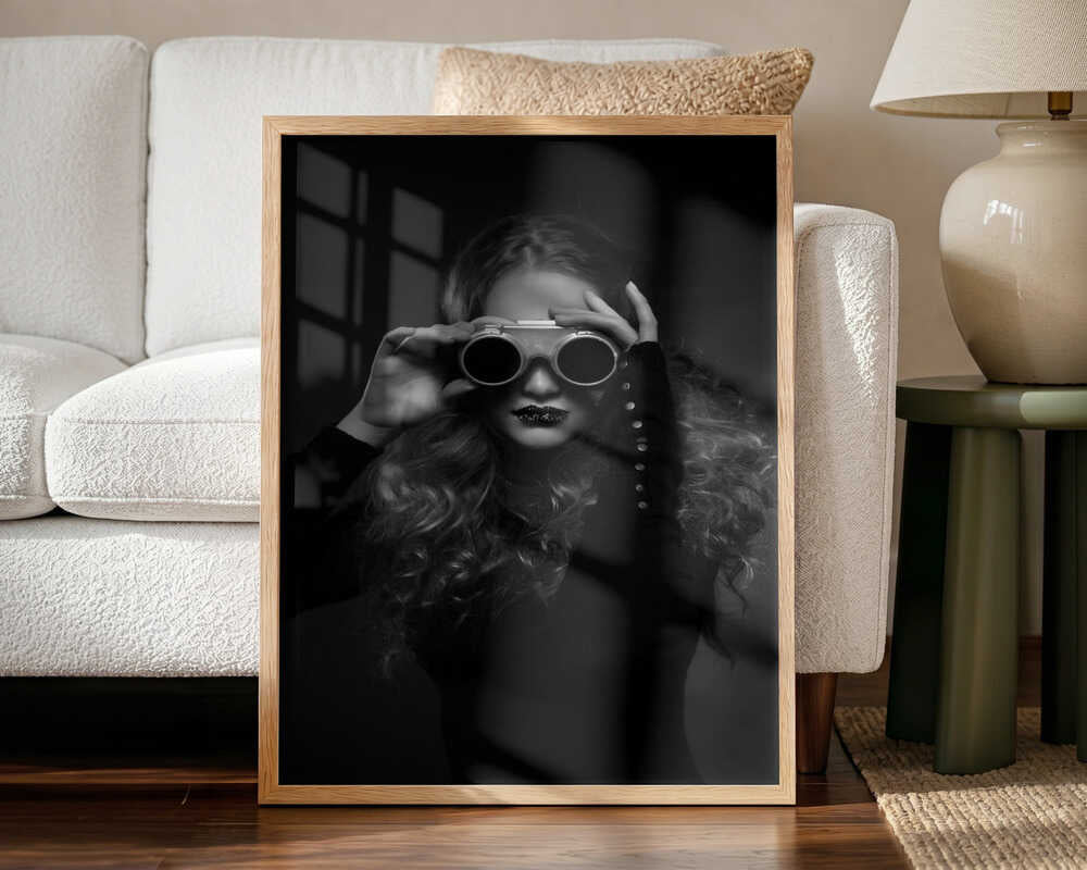 Steampunk Goggles Portrait Art Print UK — Dark Moody Dark Wall Art — Living Room — Wall It All Prints