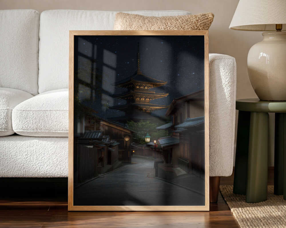 Kyoto Pagoda Starry Night Art Print UK — Japanese Calm Wall Art — Living Room — Wall It All Prints