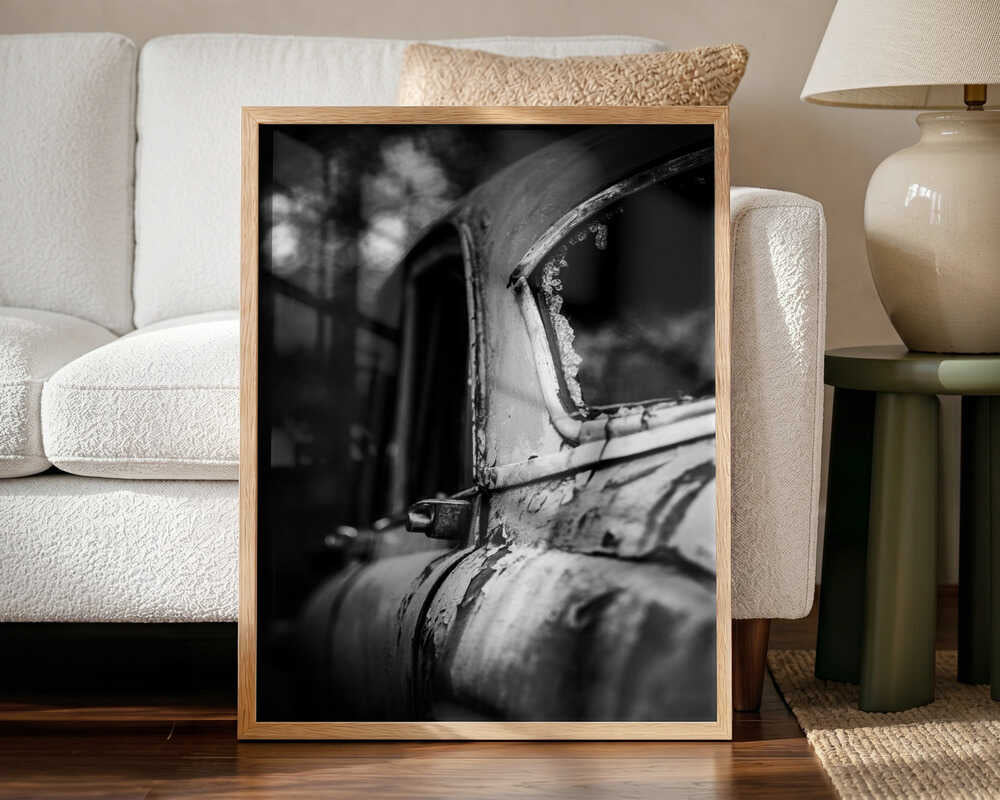 Weathered Classic Car Art Print UK — Dark Moody Dark Wall Art — Living Room — Wall It All Prints