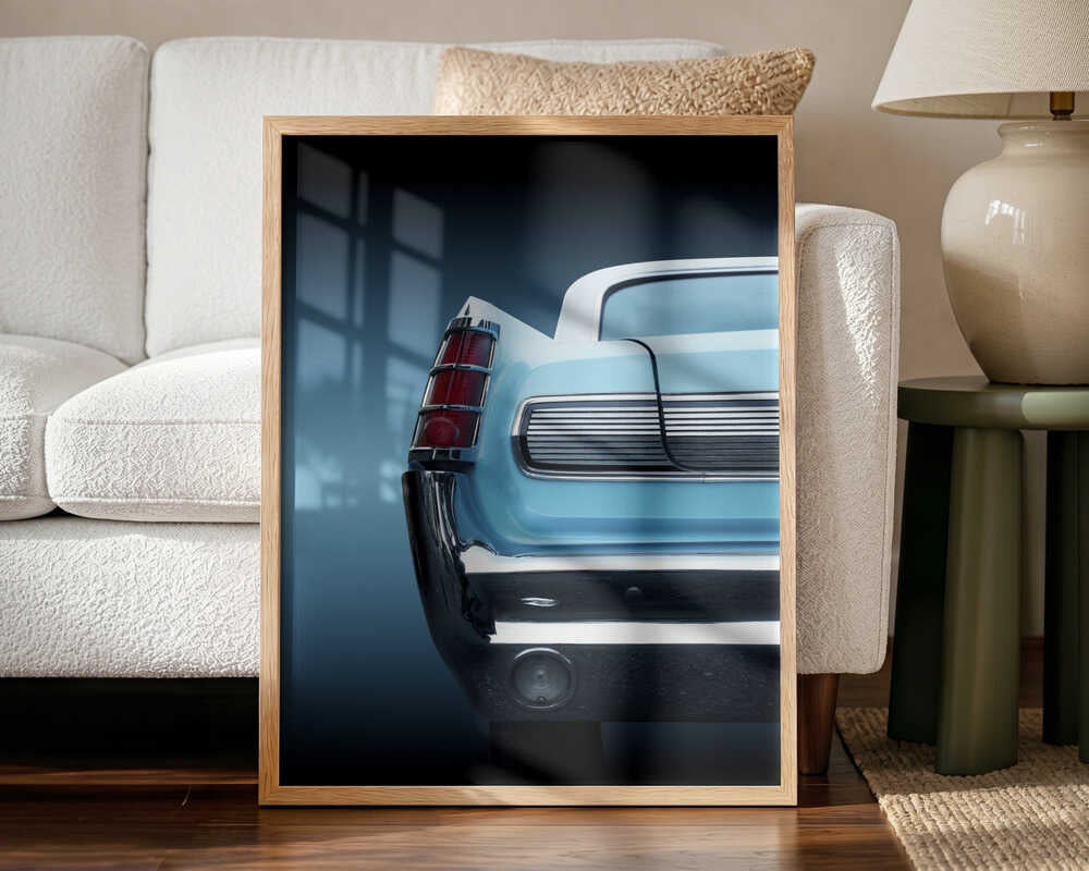 Sleek Blue Classic Car Art Print UK — Vintage Elegant Wall Art — Living Room — Wall It All Prints