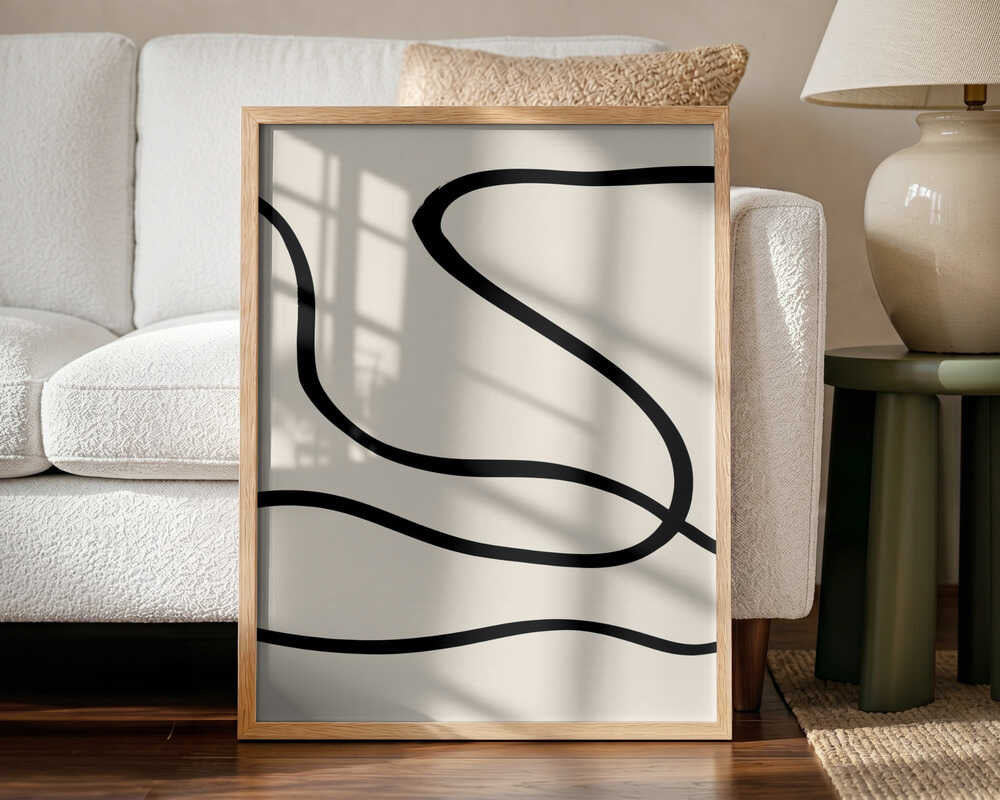 Flowing Black Lines Art Print UK — Abstract Dark Wall Art — Office — Wall It All Prints