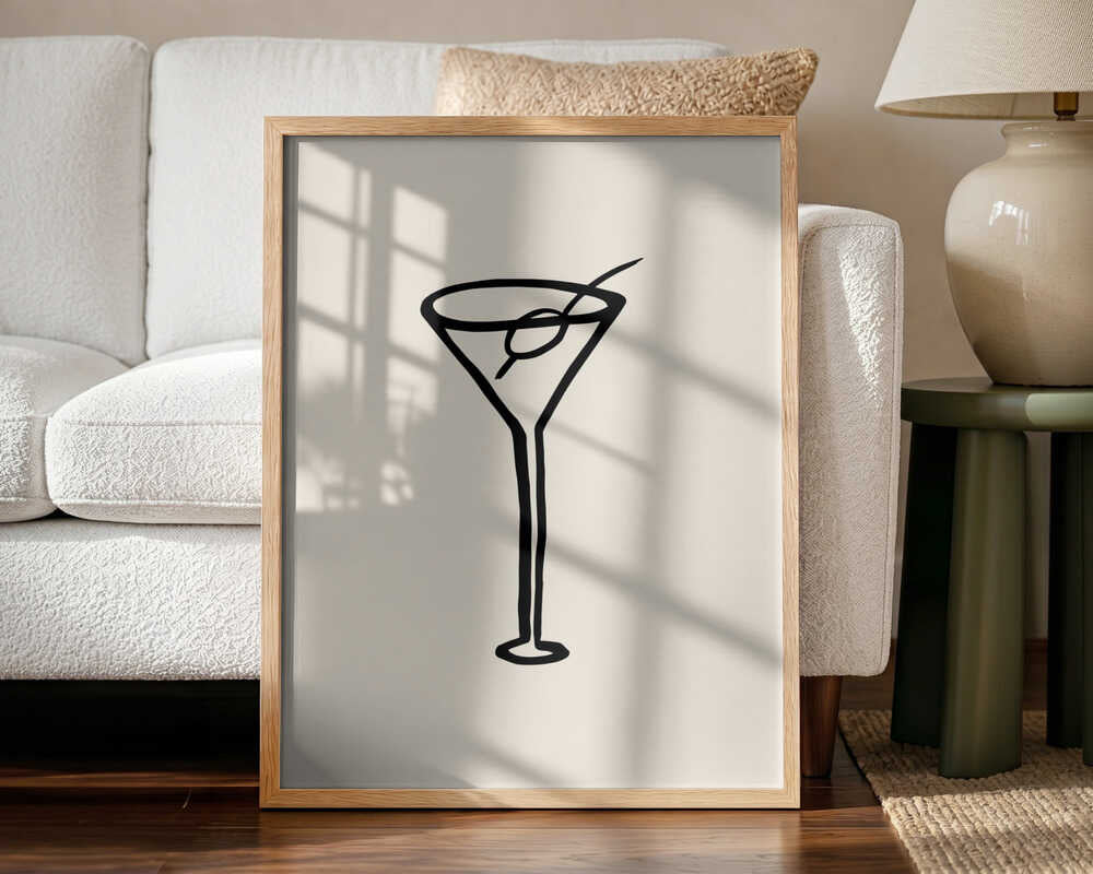 Martini Glass Sketch Art Print UK — Abstract Dark Wall Art — Office — Wall It All Prints