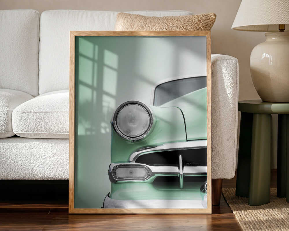 Vintage Green Auto Art Print UK — Vintage Fresh Wall Art — Living Room — Wall It All Prints