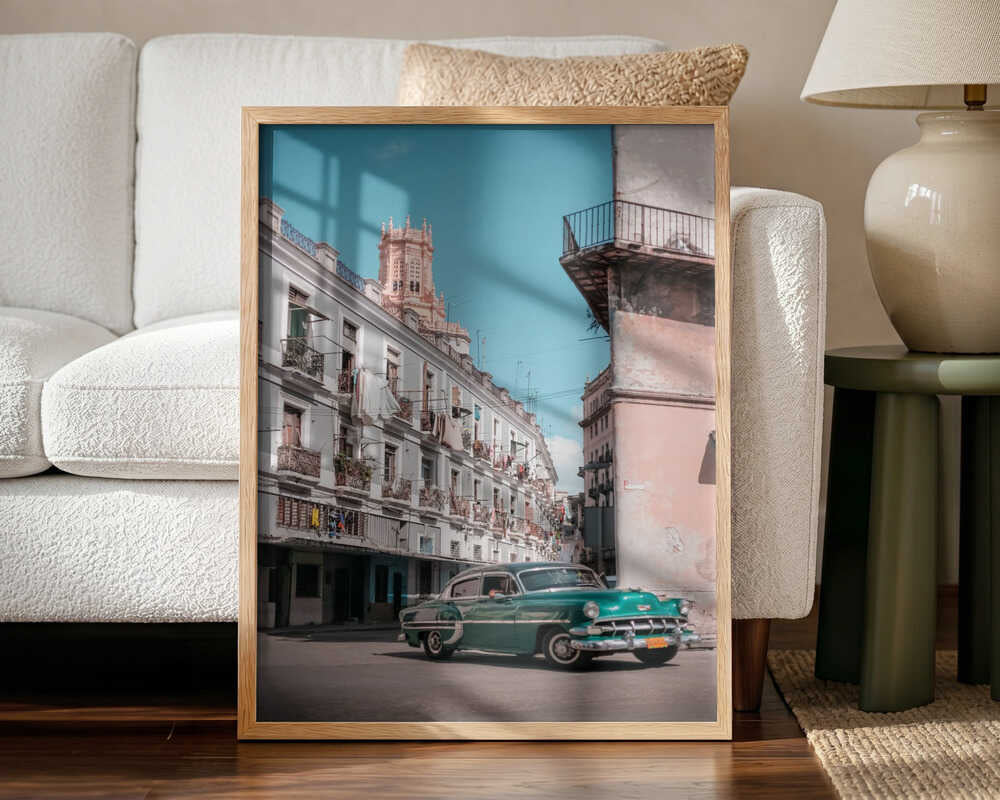 Classic Car Havana Street Art Print UK — Vintage Calm Wall Art — Living Room — Wall It All Prints