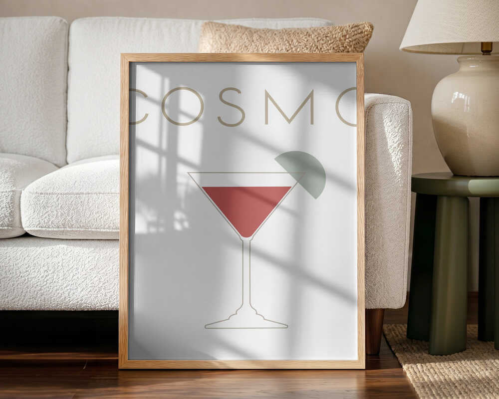 Classic Cosmopolitan Cocktail Art Print UK — Vintage Minimal Wall Art — Office — Wall It All Prints