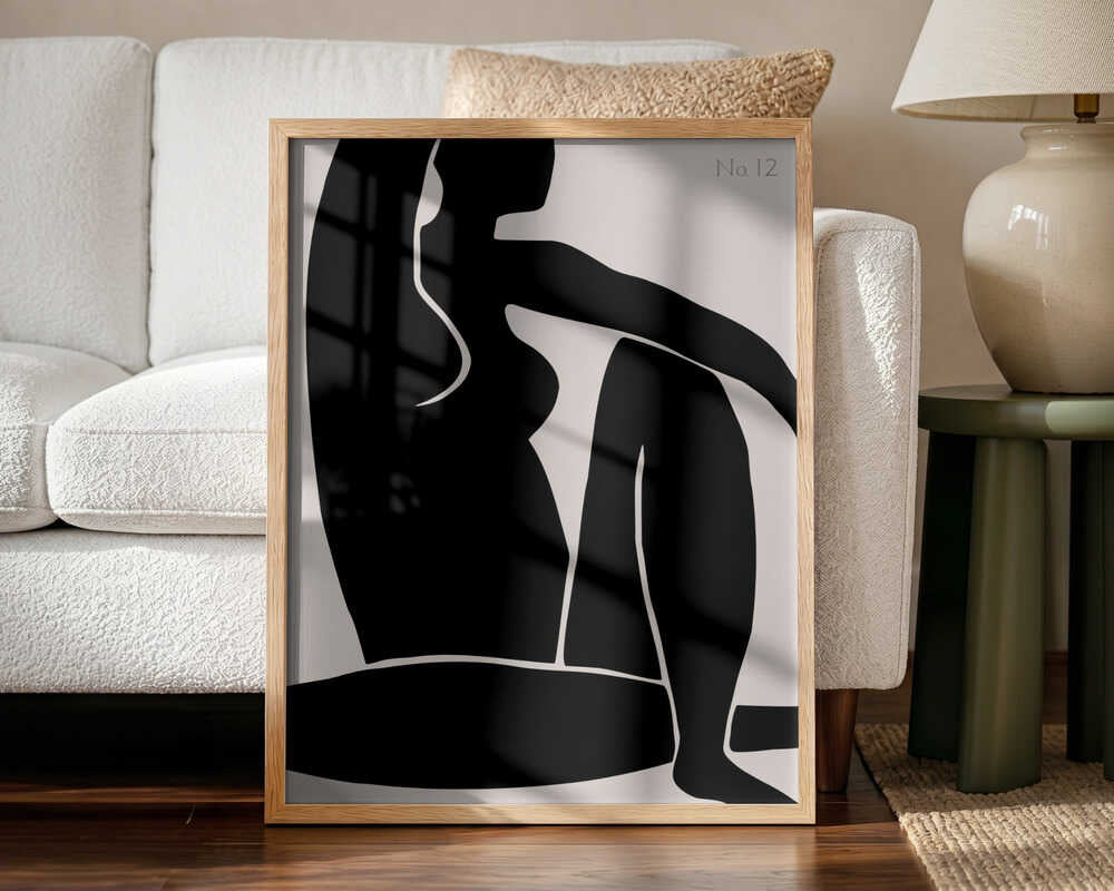 Graceful Feminine Silhouette Art Print UK — Abstract Dark Wall Art — Office — Wall It All Prints