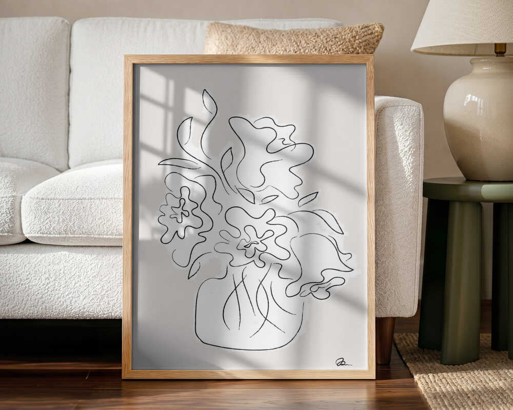 Minimalist Floral Drawing Art Print UK — Botanical Minimal Wall Art — Office — Wall It All Prints