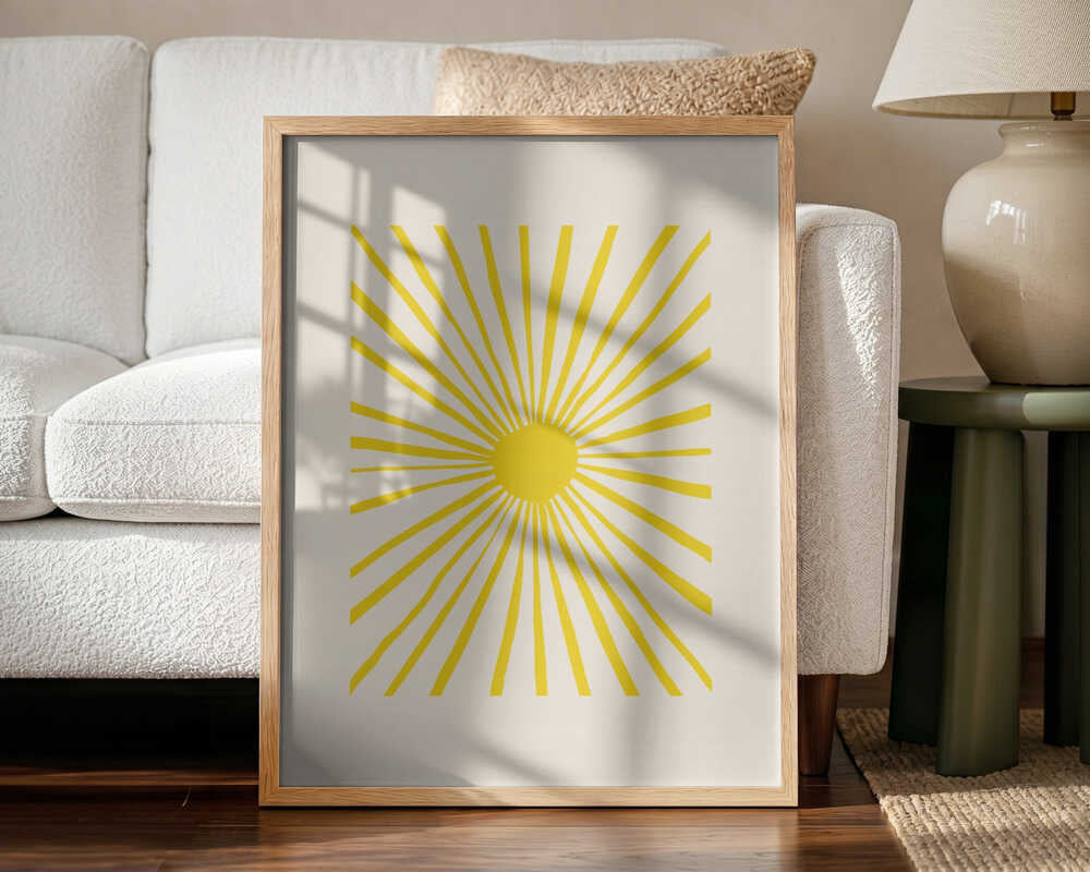 Golden Sun Rays Art Print UK — Abstract Vibrant Wall Art — Office — Wall It All Prints